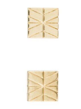 JOHN HARDY STERLING SILVER 925 & 18K 750 YELLOW GOLD SQUARE STUD EARRINGS